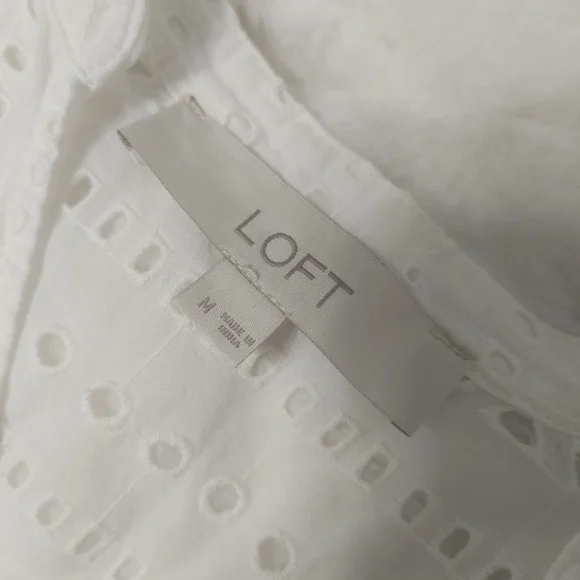 LOFT White Eyelet Blouse - Picture 5 of 10